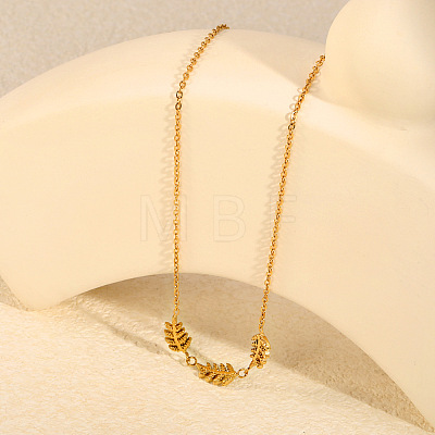 304 Stainless Steel Triple Leaf Pendant Necklaces for Women WG74C14-01-1