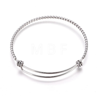Adjustable Twisted Stainless Steel Expandable Bangle Making BJEW-XCP0002-09P-1