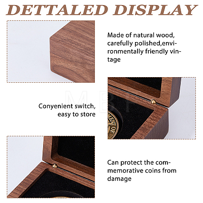 Wood Commemorative Coin Storage Magnetic Boxes CON-WH0133-009B-1