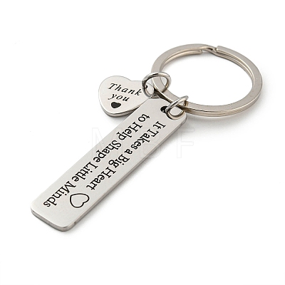 Teacher's Day Gift 201 Stainless Steel Word Thank You Keychains KEYC-E040-05P-01-1