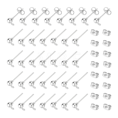 Unicraftale Iron Ball Stud Earring Findings and 304 Stainless Steel Ear Nuts STAS-UN0004-71P-1