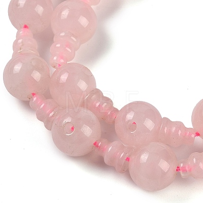 Natural Rose Quartz 3-Hole Guru Beads Strands G-H064-E01-01-1