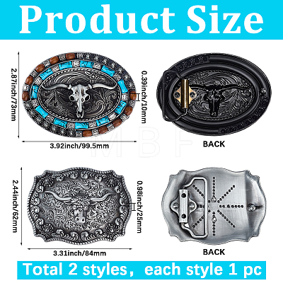 2Pcs 2 Colors Zinc Alloy & Wood Beads Buckles AJEW-GF0015-53-1