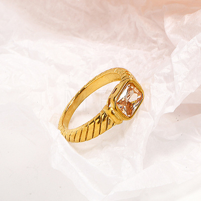 304 Stainless Steel Pave Cubic Zirconia Finger Rings for Women FS-WGAA4E7-29-1