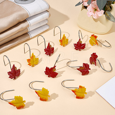 12Pcs Leaf Resin Shower Curtain Hook AJEW-SP0006-01B-1