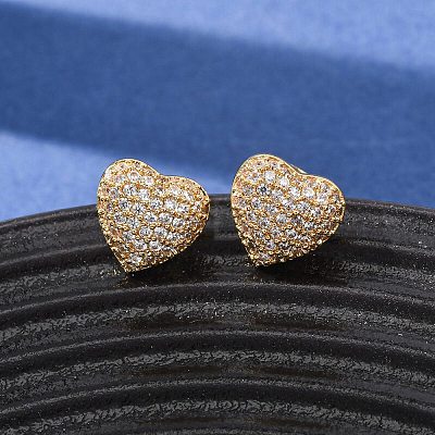 Brass Micro Pave Cubic Zirconia Stud Earrings EJEW-F418-08G-1