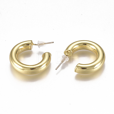 Brass Stud Earrings EJEW-F244-02G-1