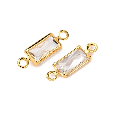 Brass Pave Clear Cubic Zirconia Connector Charms KK-Z121-06G-07-1