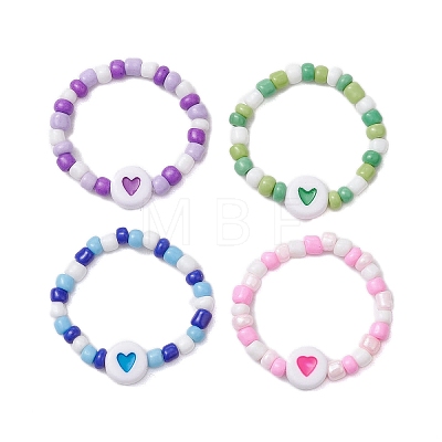 Glass Seed Beads Stretch Rings RJEW-JR00702-1