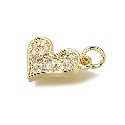 Brass Micro Pave Clear Cubic Zirconia Charms CU-L001-19G-06-1