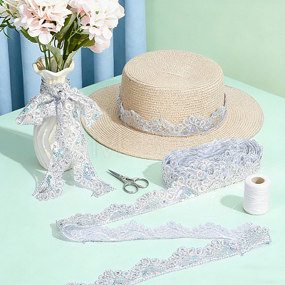 Polyester Lace Ribbon OCOR-WH0105-202B-1