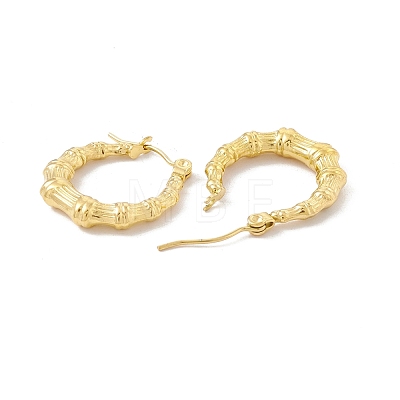 Ion Plating(IP) 304 Stainless Steel Bamboo Chunky Hoop Earrings for Women EJEW-I267-07G-1