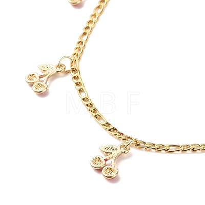 Dainty Cherry Alloy Enamel Pendant Necklace for Teen Girl Women NJEW-JN03757-01-1