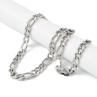 Non-Tarnish 201 Stainless Steel Figaro Chain Necklaces NJEW-I127-02P-1