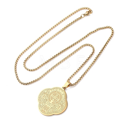 304 Stainless Steel Saint Benedict Pendant Necklaces NJEW-B153-02A-G-1