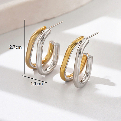 Geometric Outline Design 304 Stainless Steel Double-layer Stud Earrings for Women LS-SL0180-2-1
