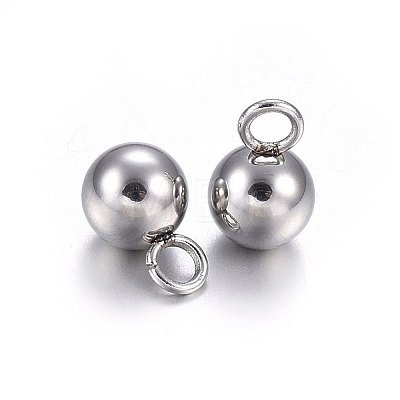 Tarnish Resistant 304 Stainless Steel Sphere Charms X-STAS-O107-04P-A-1
