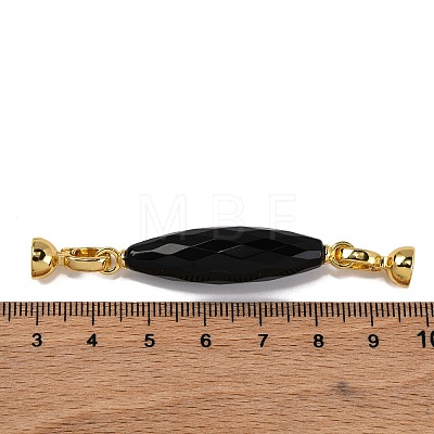 Rack Plating Brass and Black Onyx Flod Over Clasps KK-B103-08G-1