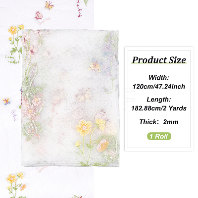 Flower Pattern Embroidered Polyester Tulle Lace Fabric DIY-WH0409-67-1