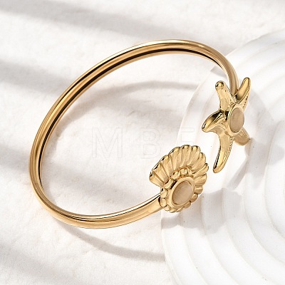 304 Stainless Steel Cat Eye Cuff Bangles BJEW-L719-02A-G-1