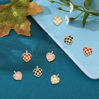 8Pcs 4 Colors Rack Plating Brass Enamel Pendants KK-SZ0006-07-1