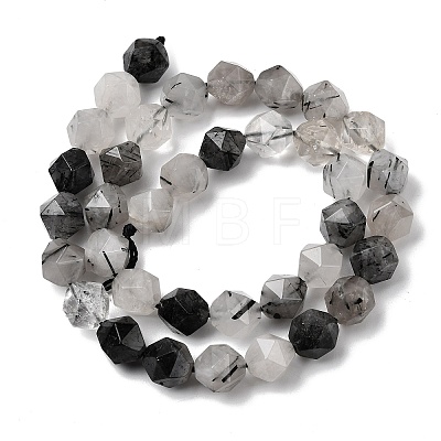 Natural Tourmalinated Quartz/Black Rutilated Quartz Beads Strands G-Z119-A15-03-1