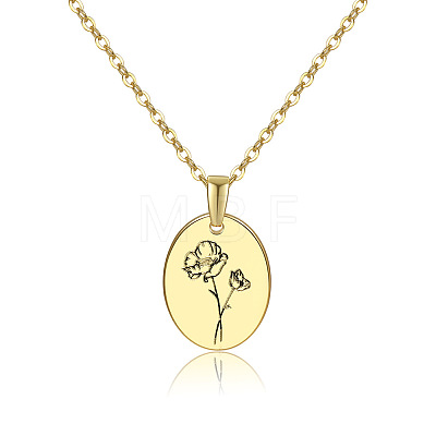 Brass Birth Month Flower Pendant Necklace HUDU-PW0001-034H-1-1