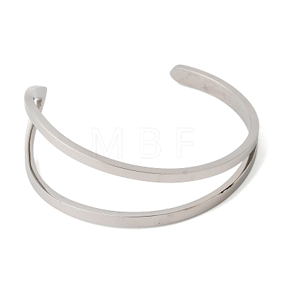 304 Stainless Steel Cuff Bangles for Women BJEW-D408-29P-1