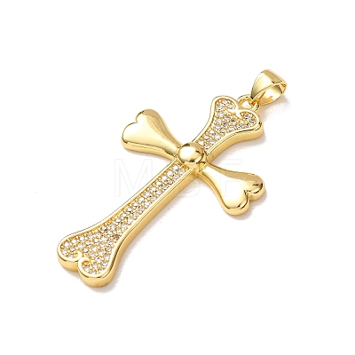 Brass Micro Pave Clear Cubic Zirconia Pendants KK-P352-02A-G-1