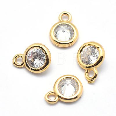 Brass Cubic Zirconia Pendants KK-P119-33-7x5mm-G-NR-1