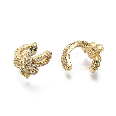 Brass Micro Pave Cubic Zirconia Cuff Earrings EJEW-R114-022-NF-1