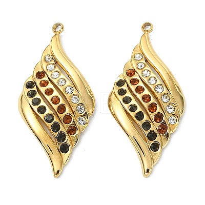 304 Stainless Steel Rhinestone Pendants STAS-T076-02G-1