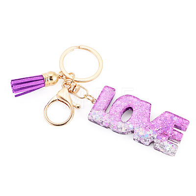 Alloy & Resin Tassel Keychainss AJEW-TADJ0001-20G-10-1