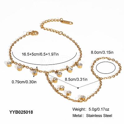 304 Stainless Steel Cable Chain Finger Ring Bracelets XO2335-6-1