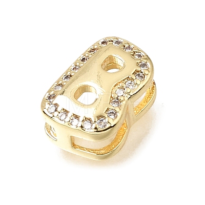 Brass Micro Pave Clear Cubic Zirconia Initial Spacer Bars KK-E802-34G-B-1