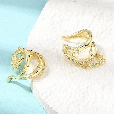 Brass Micro Pave Cubic Zirconia Cuff Earrings for Women CU-CBAE7DF-27G-1