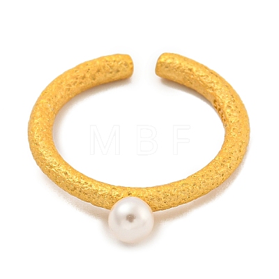 Round Shell Pearl Cuff Ring RJEW-Z036-04G-1