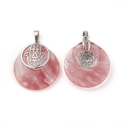 Cherry Quartz Glass Pendants KK-F751-K-A01-1