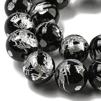 Natural Black Onyx Beads Strands G-C077-12mm-3B-1