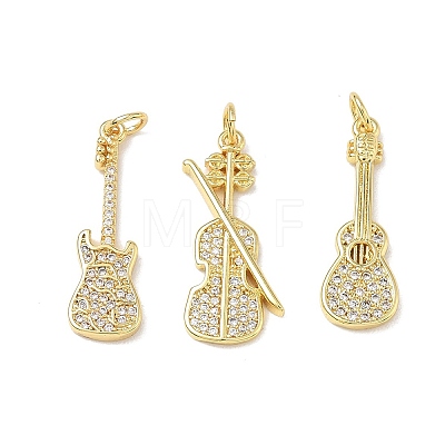 Brass Micro Pave Clear Cubic Zirconia Pendants KK-D289-01G-14-1