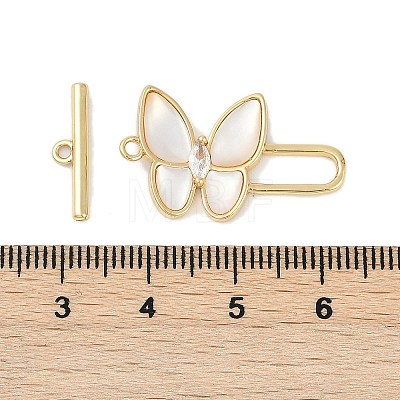 Brass Micro Pave Clear Cubic Zirconia Toggle Clasps KK-K391-21G-02-1