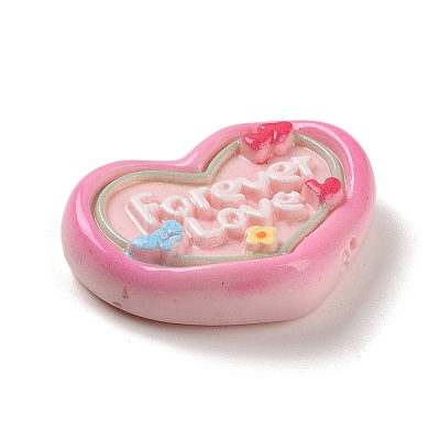Heart Cartoon Word Forever Love Opaque Resin Decoden Cabochons RESI-R447-02A-1