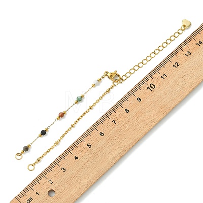 304 Stainless Steel Satellite  Chain & Faceted Round Mixed Gemstone Beads Link Chain Bracelet Making AJEW-JB01622-1