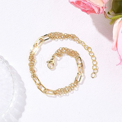 Brass Rolo Chains & Paperclip Chains Bracelets for Women BJEW-JB12779-1