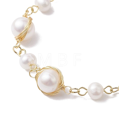 Natural Cultured Freshwater Pearl Beads Link Bracelets for Women BJEW-JB10190-1