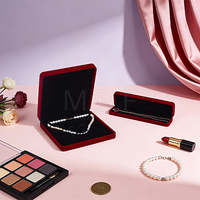 1Pc Rectangle Velvet Jewelry Necklace Boxes and 1Pc Square Jewelry Set Packing Boxes VBOX-PH0001-04-1
