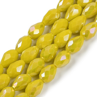 Opaque Solid Color Electroplate Glass Beads Strands EGLA-N013-P6mm-B06-1