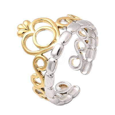 304 Stainless Steel Cuff Open Rings for Women SA-CBA82C8-11GP-1
