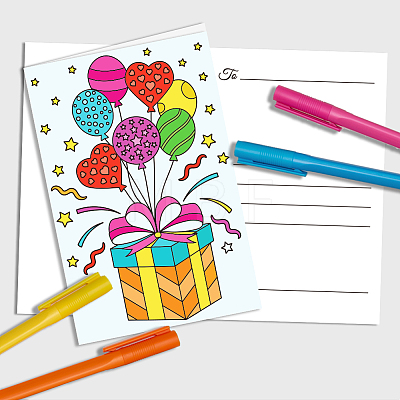 AHADERMAKER 1 Set Coloring Paper Greeting Cards Sets AJEW-GA0007-26A-1