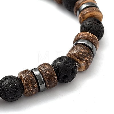 Natural Lava Rock Stretch Bracelets BJEW-JB05359-01-1